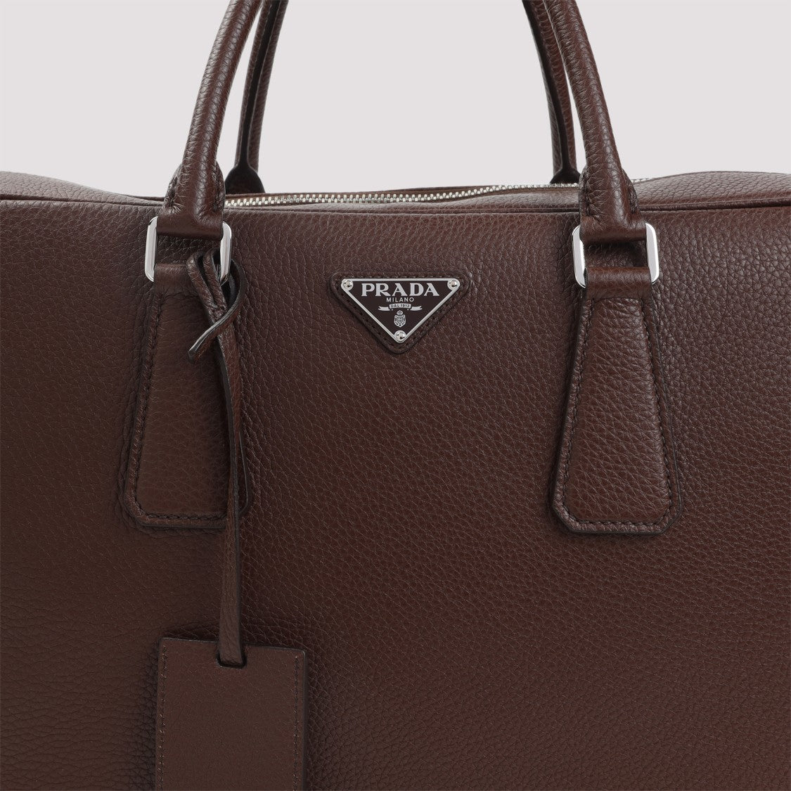 Prada Brown Grained Leather Tote Bag