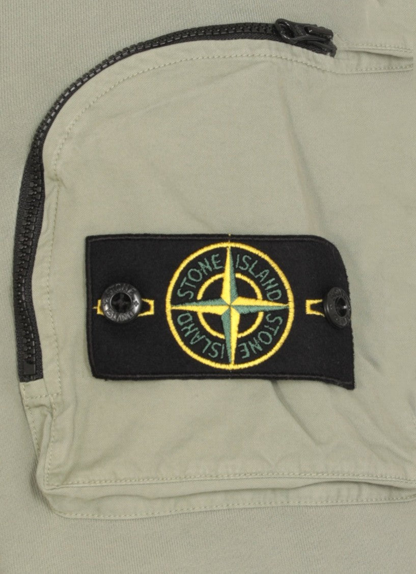Stone Island Olive Green Long-Sleeve Sweatshirt With Utility Pocket