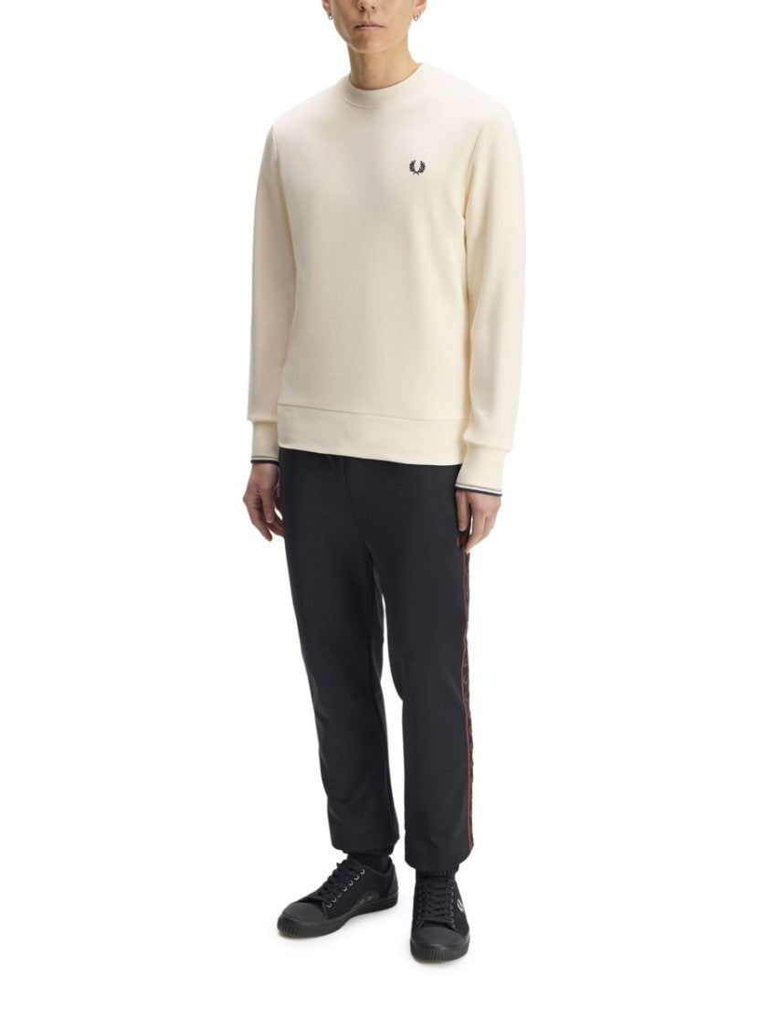 Fred Perry Minimalist Crewneck Sweatshirt With Embroidered Laurel Wreath