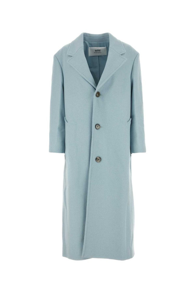 Ami Powder Blue Wool Blend Coat
