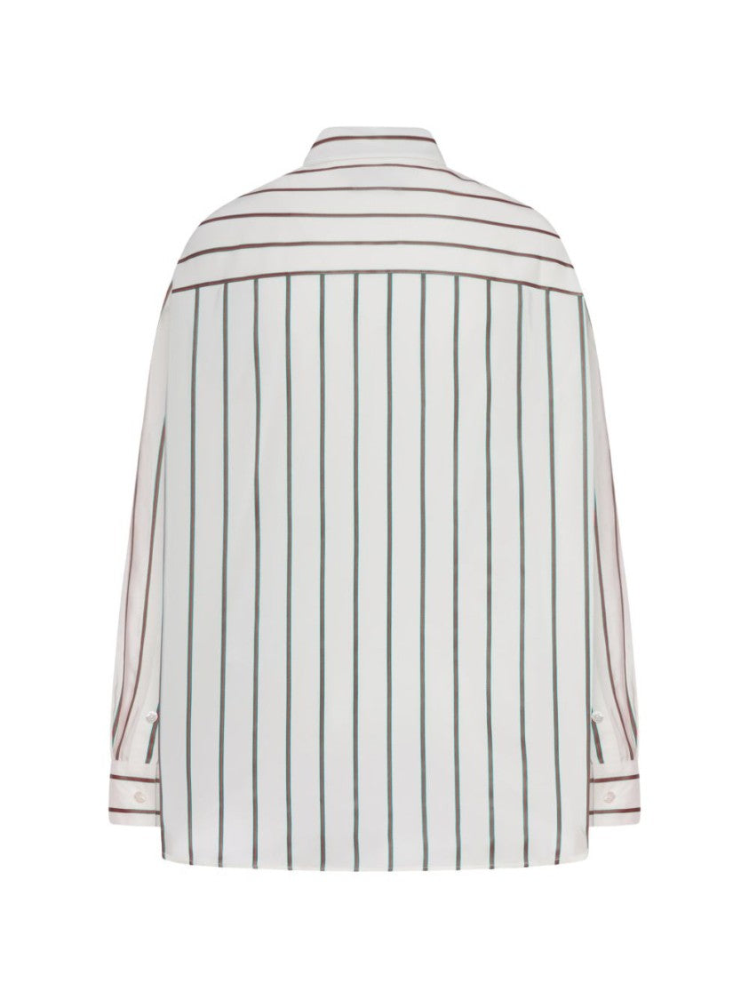 Gucci White Web Silk Jacquard Striped Shirt