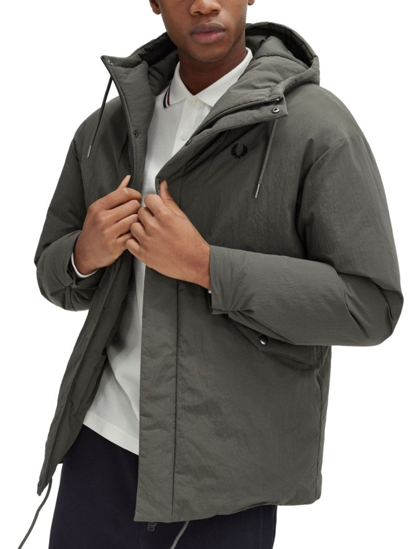 Fred Perry Hooded Padded Jacket With Textured Finish