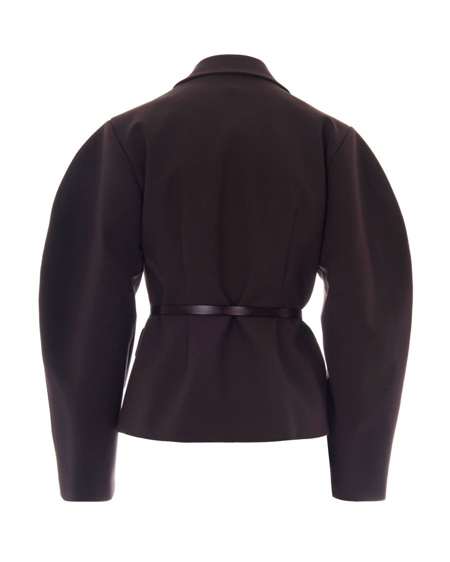 P.A.R.O.S.H. Dark Brown Double-Breasted Wool-Blend Blazer