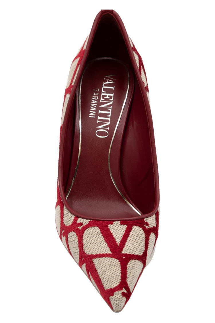 Valentino Garavani Red Cotton Web-Pattern Pump