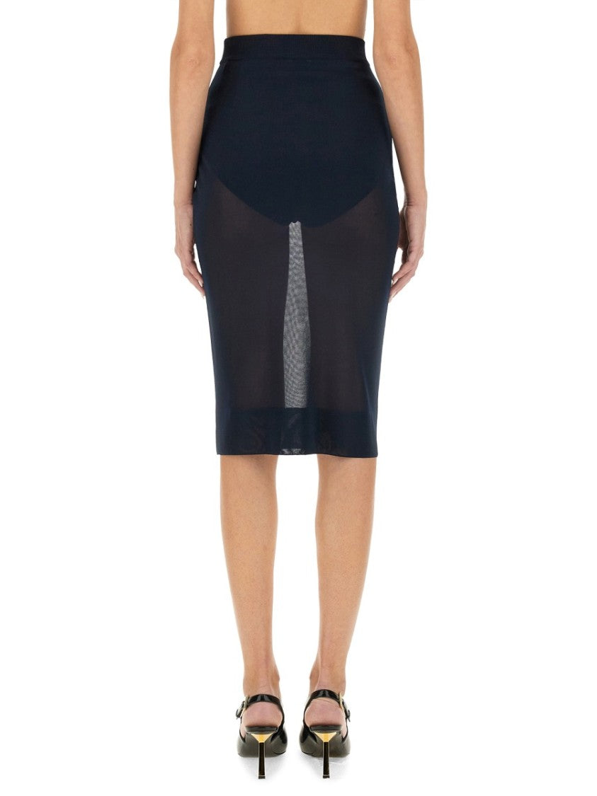 Saint Laurent Knit Pencil Skirt With High Waist