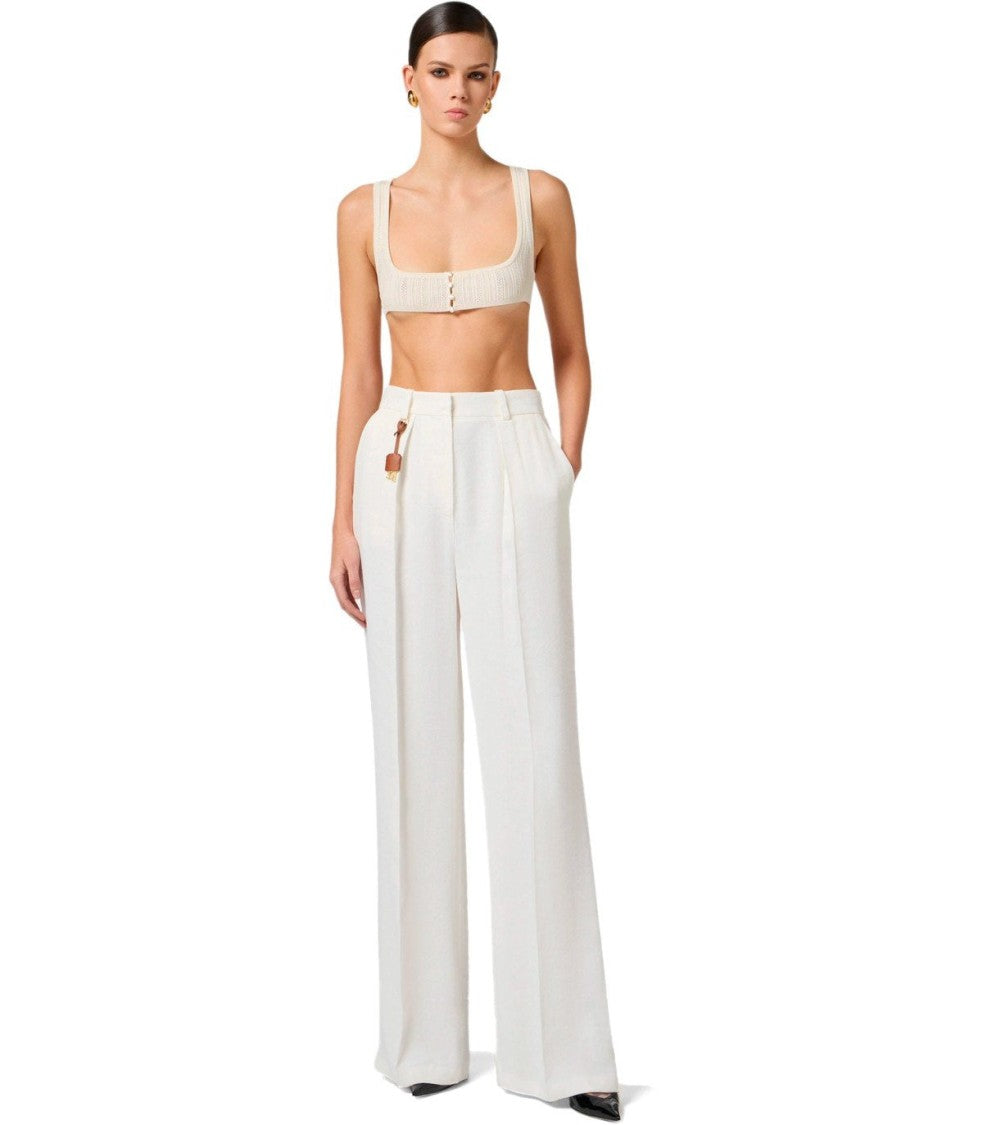 Elisabetta Franchi Ivory Pants With Charms