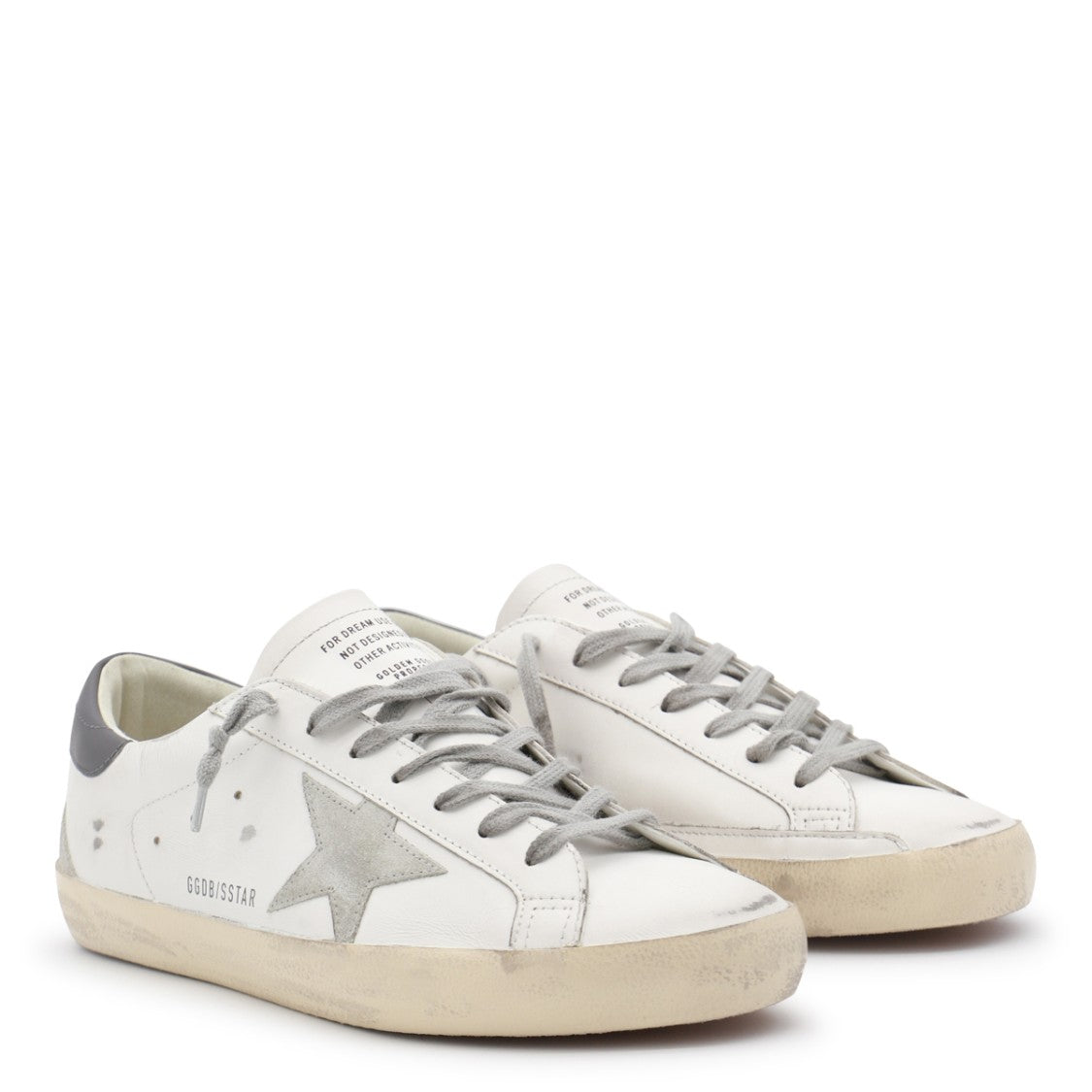 Golden Goose White Distressed Star Leather Sneakers