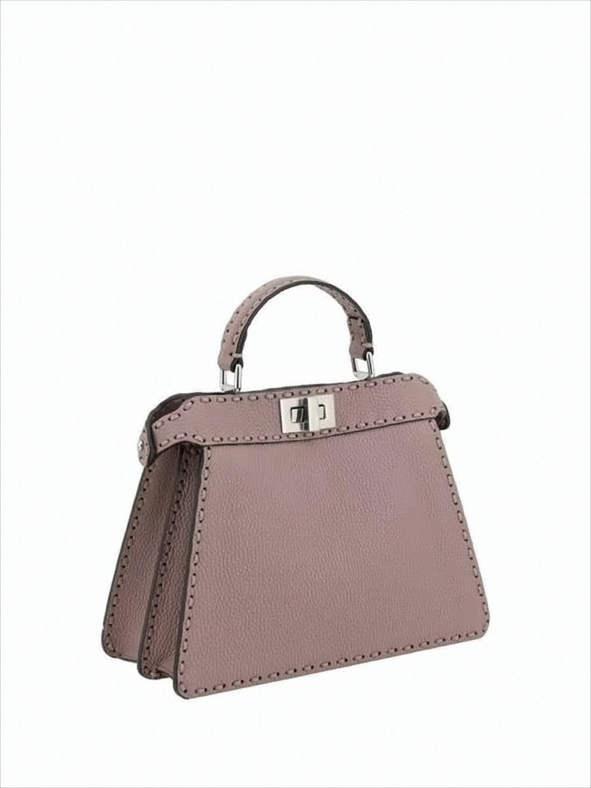 Fendi Textured Leather Shoulder Bag With Trapezoidal Silhouette