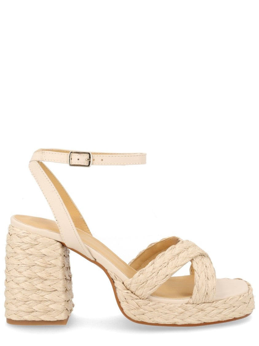 Castaner Valeriette/258 Braided Raffia Block Heel Sandals