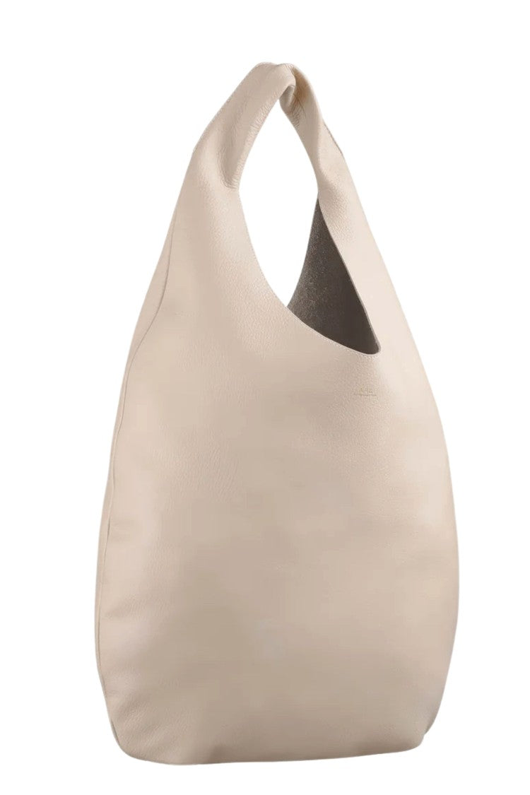 A.P.C. Beige Le Neige Gold Embossed Logo Cowhide Leather Tote Bag