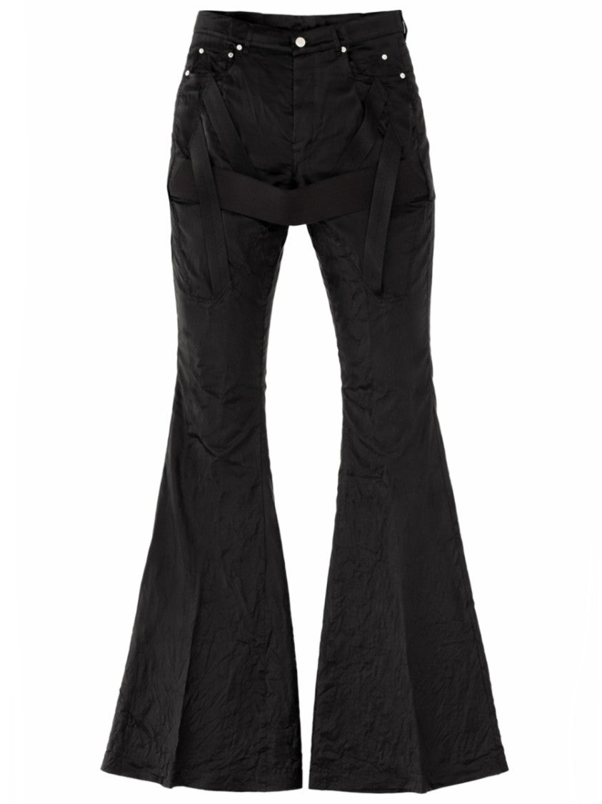 Rick Owens Megastrapped Bolans Cupro Flared Pants