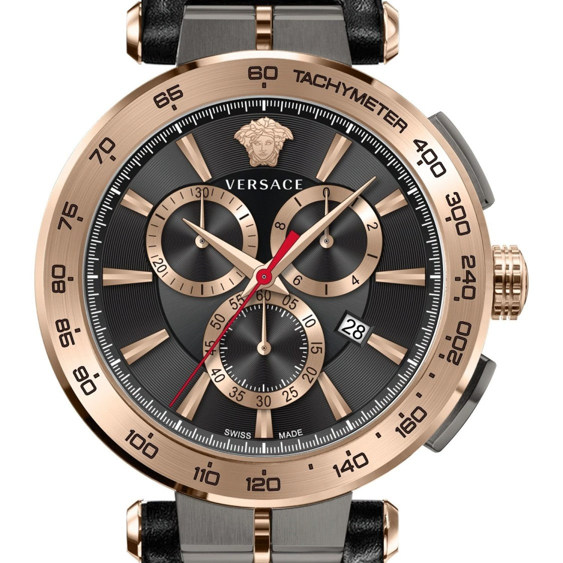 Versace Chronograph Watch Aion With Rose Gold Tone And Black Dial