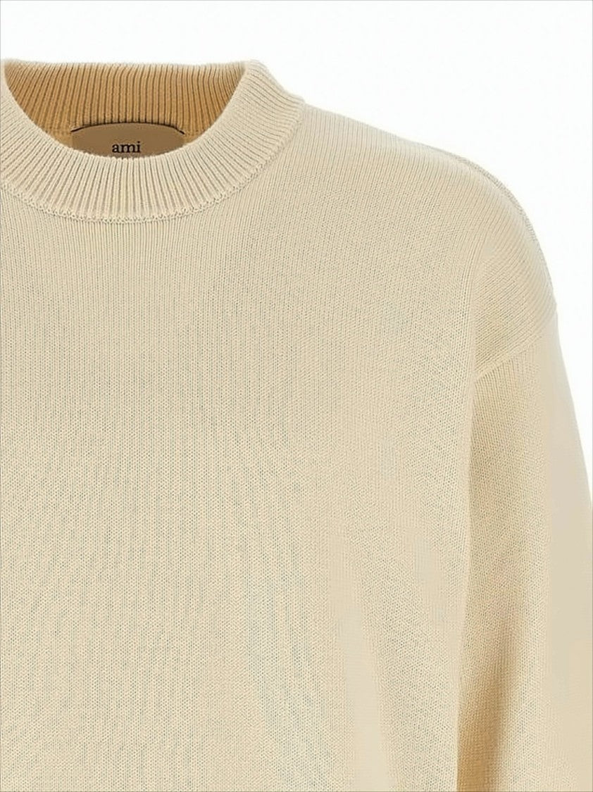 Ami Paris Knit Sweater With Ribbed Cuffs