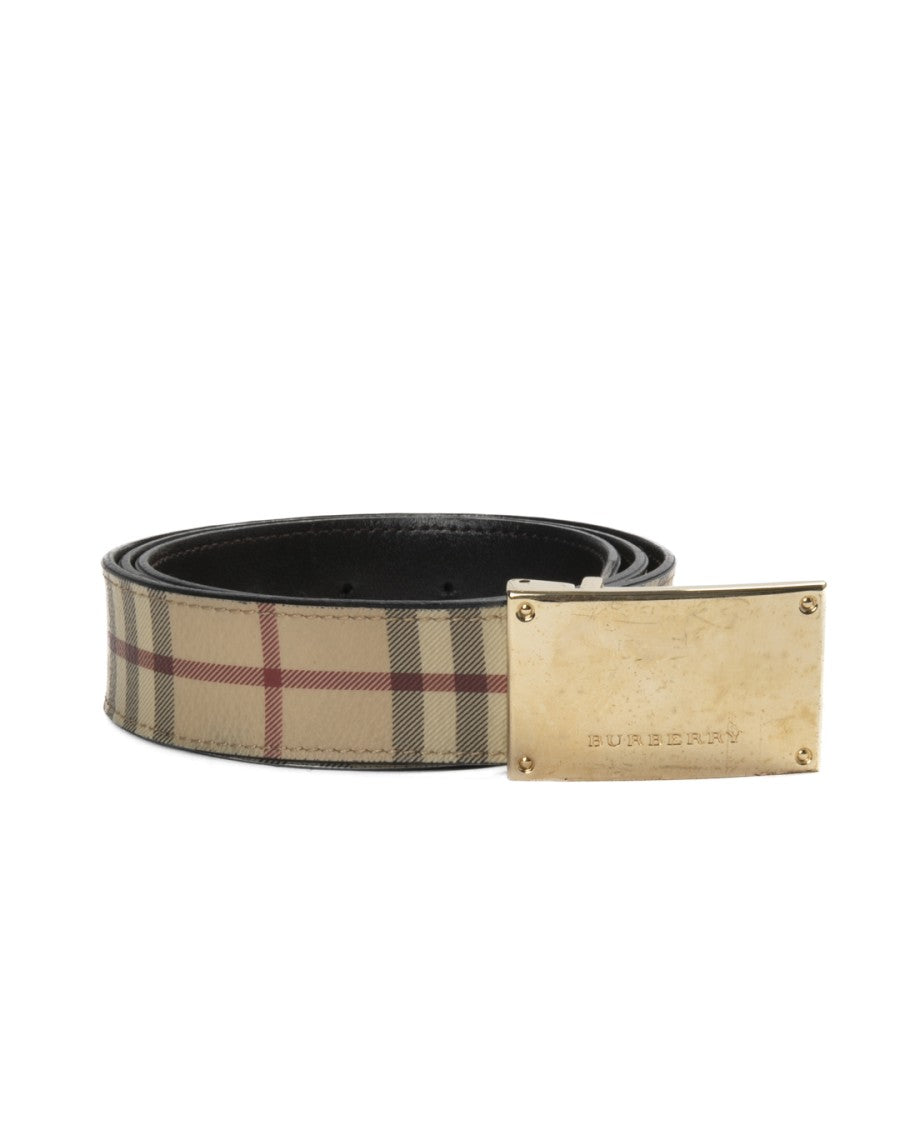 Burberry Check Canvas Belt - Beige