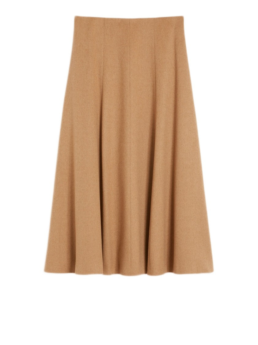 Max Mara A-Line Midi Skirt In Lightweight Camel Hair Fabric