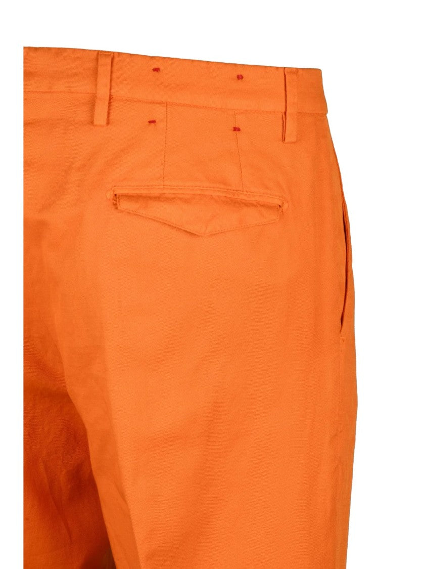 Filetto Tailored Orange Trousers With Pleated Waist And Straight Leg