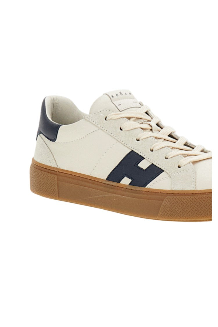 Hogan White H705 Allacciato H Sappa Suede Sneakers