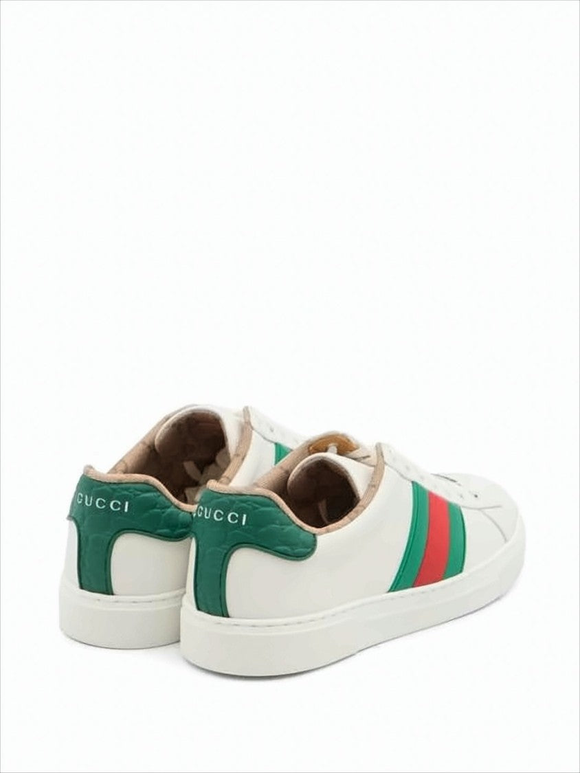 Gucci Leather Low-Top Sneakers With Bold Stripes
