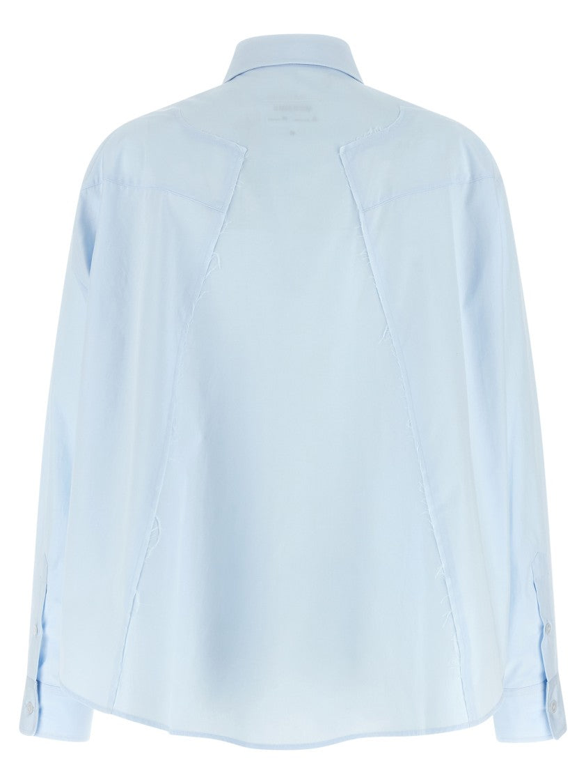 Mm6 By Maison Margiela Asymmetric Cotton Poplin Shirt With Raw Cut Detailing