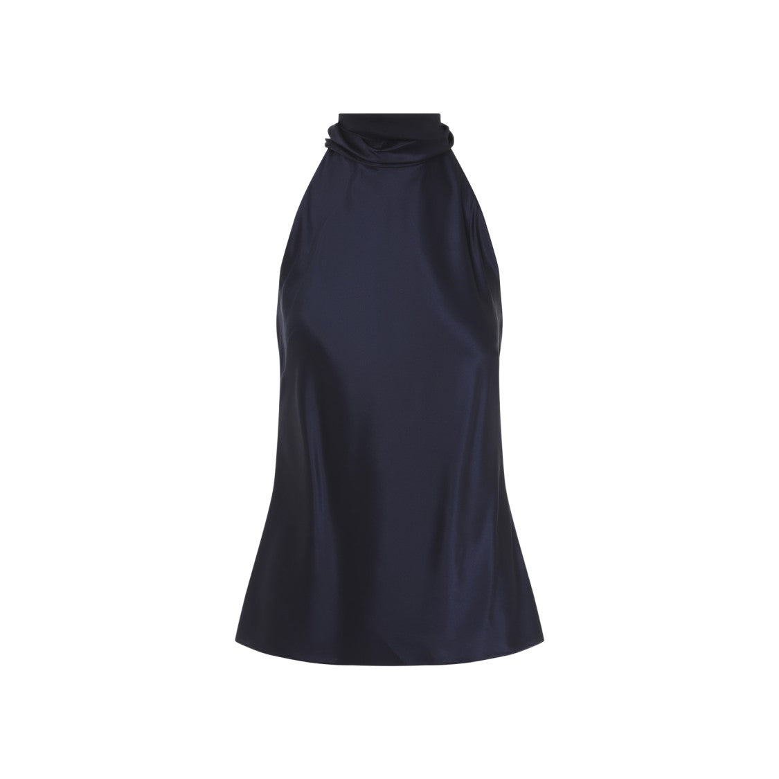Polo Ralph Lauren Navy Blue Mulberry Silk Halter-Neck Blouse