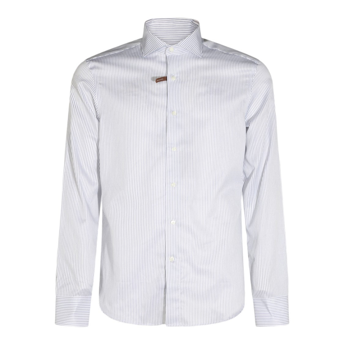Canali White Striped Concealed Placket Button-Up Shirt