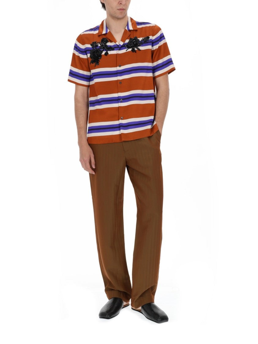 Dries Van Noten Carltone Viscose Horizontal Stripes Shirt