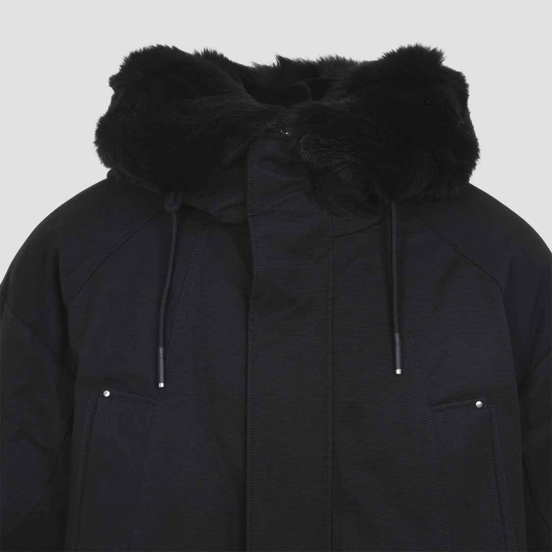 Moose Knuckles Feather Down Insulated Black Parka With Plush Fur-Lined Hood