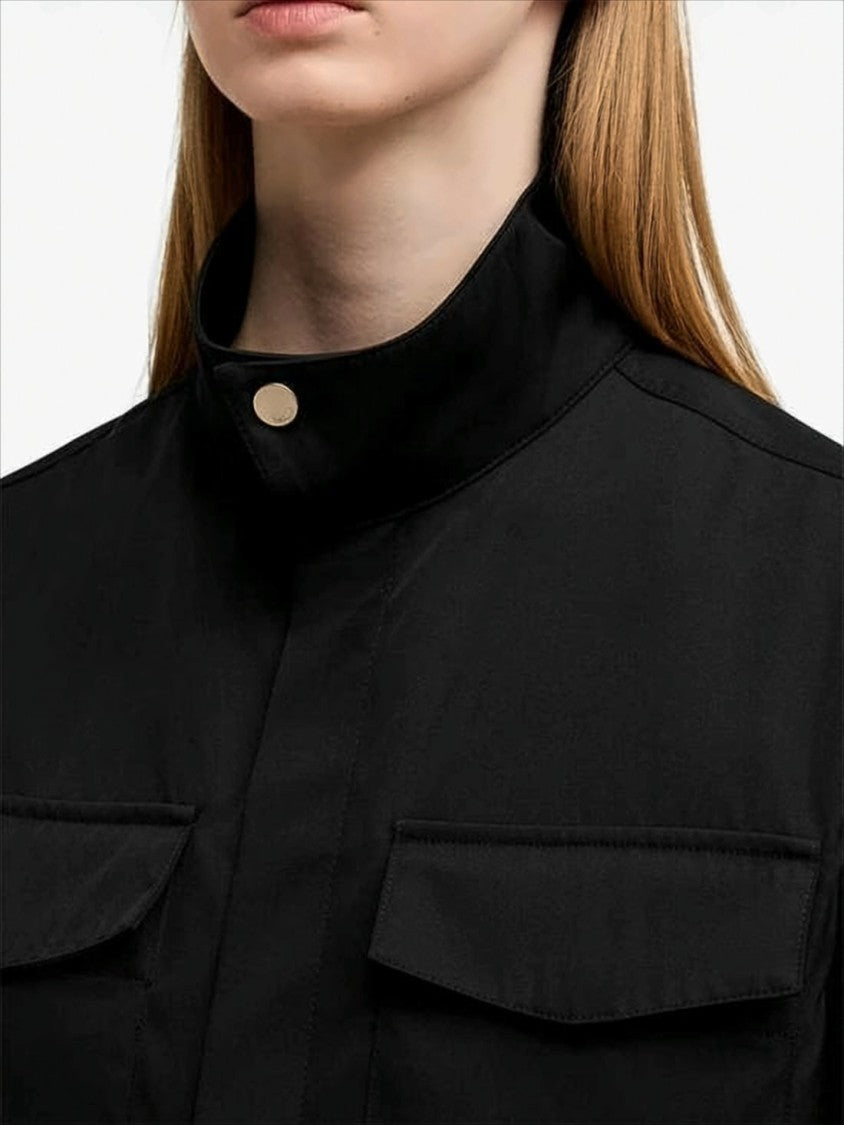 Ami Structured High Stand Collar Shirt With Flap Pockets