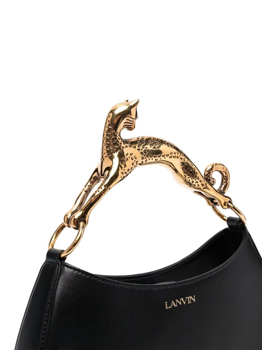 Lanvin Calf Leather Cat Handle Crescent Hobo Bag