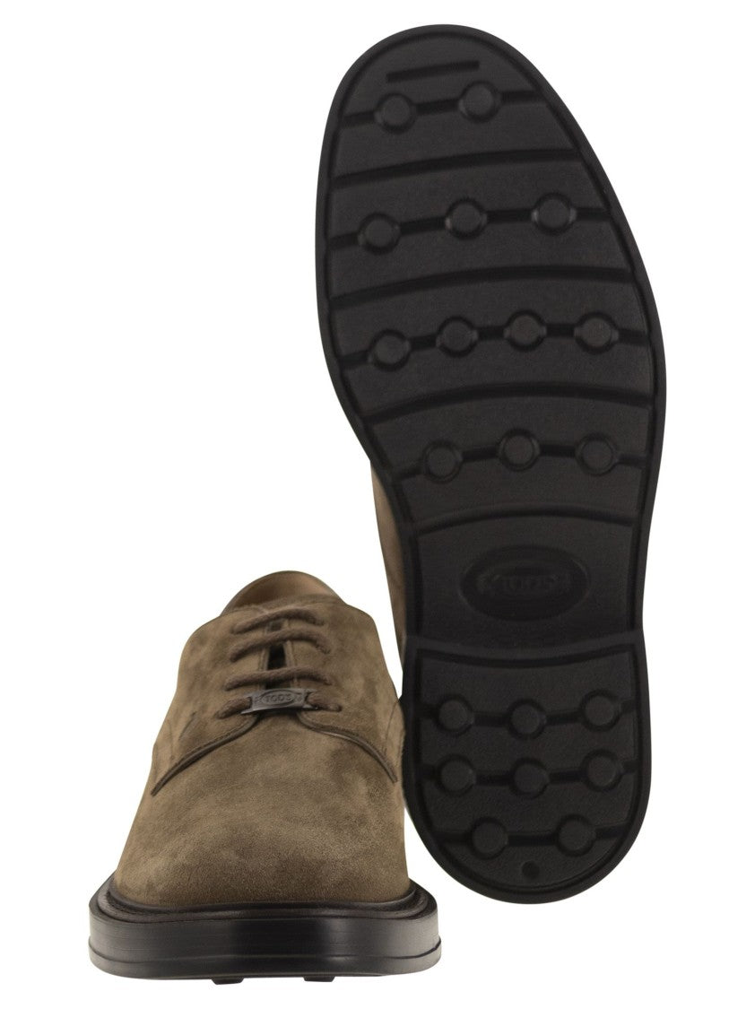Tod's Brown Suede Lace-Up Derby Shoes