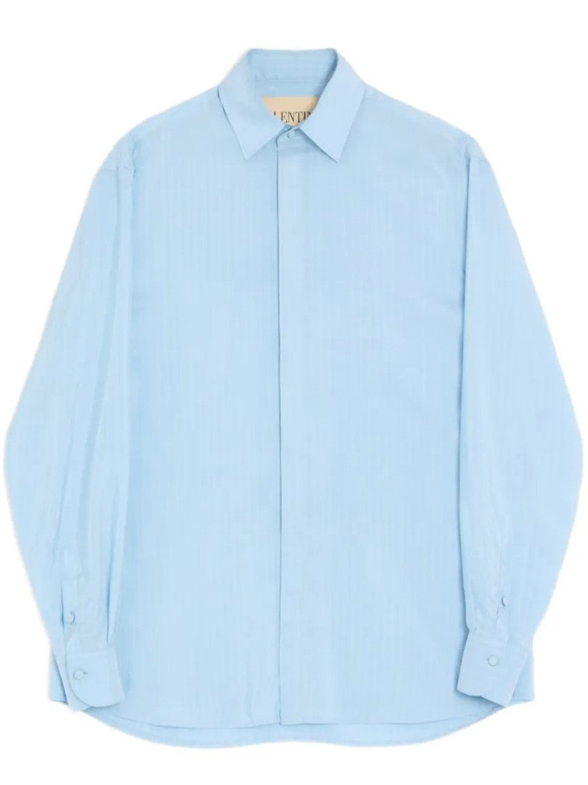 Valentino Blue Long Sleeve Silk Shirt
