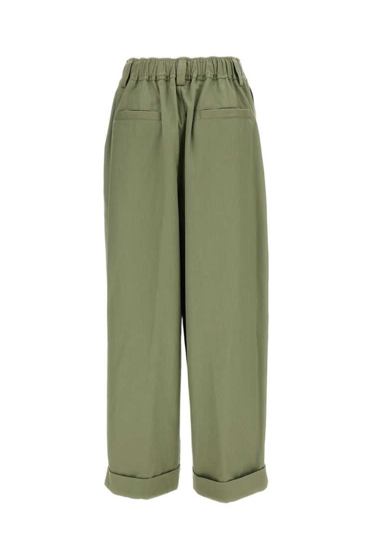 Marni Green Balloon Canvas Cotton-Blend Wide-Leg Pants
