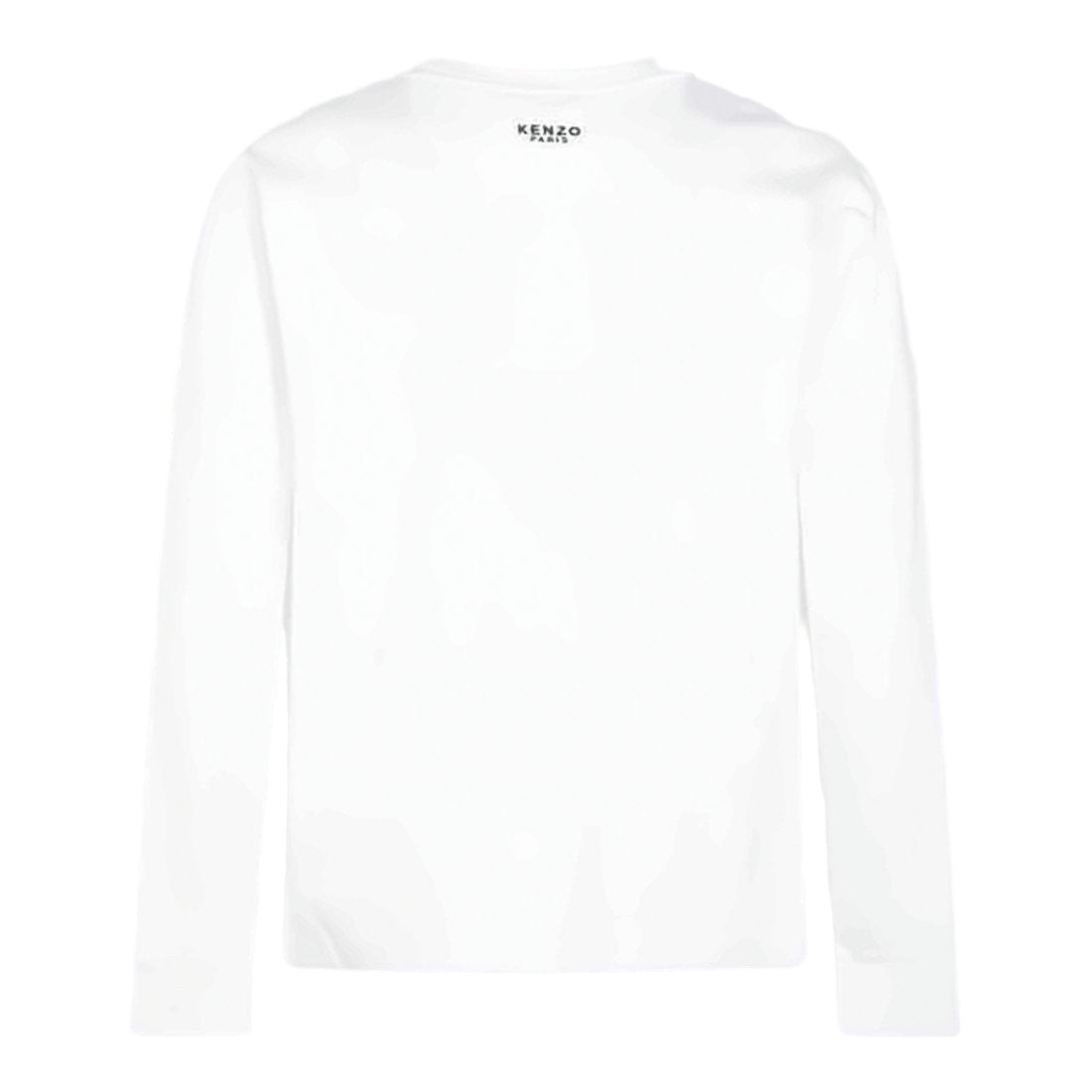 Kenzo Long-Sleeve White T-Shirt With Subtle Floral Emblem