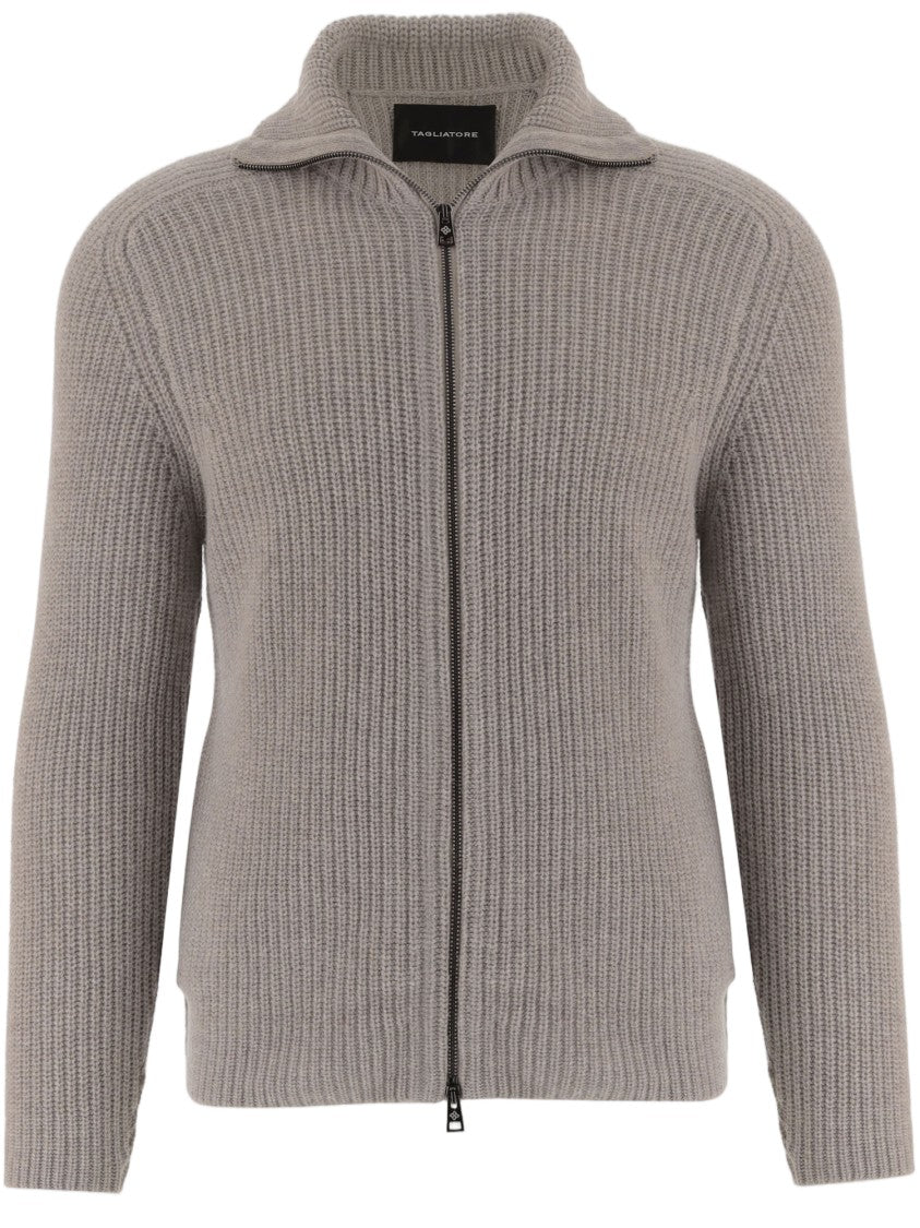 Tagliatore Ribbed Zip-Through Collar Sweater