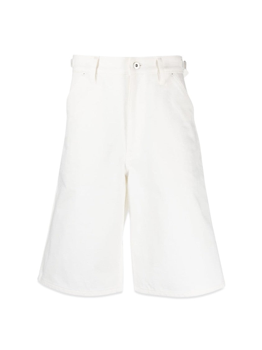 Jil Sander White Denim Shorts With Button Closure