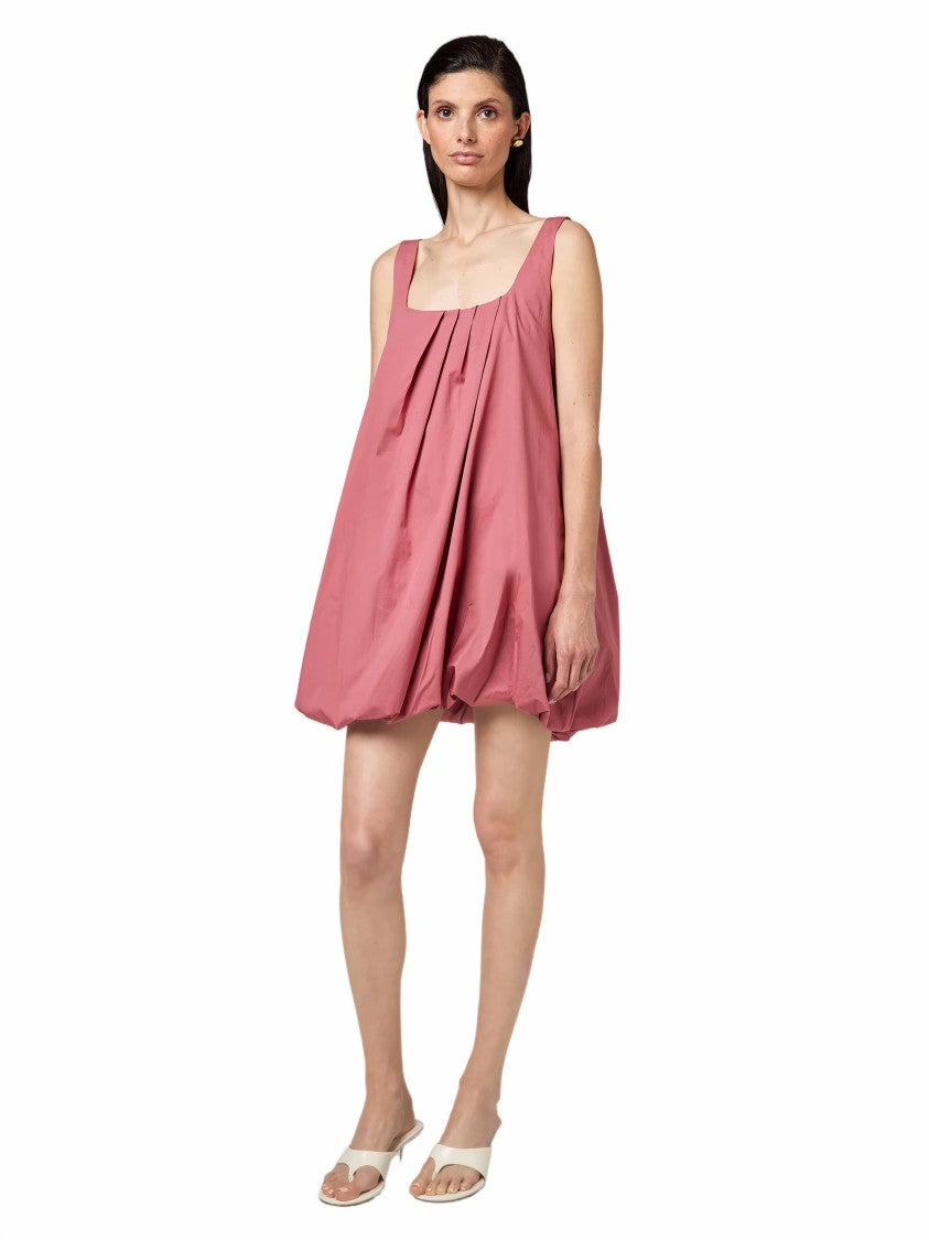 Alpha Studio Gathered Pleats Elastic Hem Poplin Sleeveless Balloon Dress