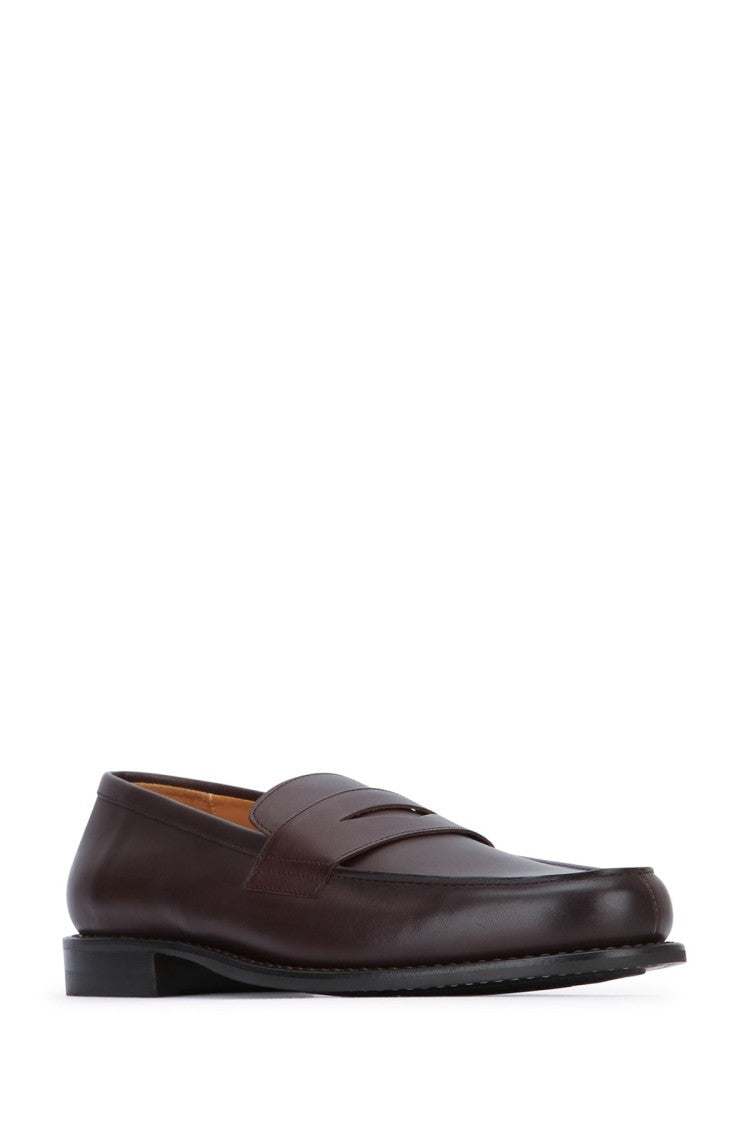 Paraboot Brown Leather Loafers With Classic Penny Strap