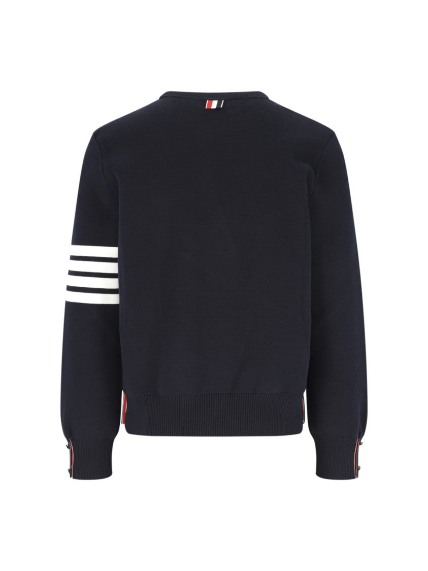 Thom Browne Blue 4 Bar Ribbed Sweater