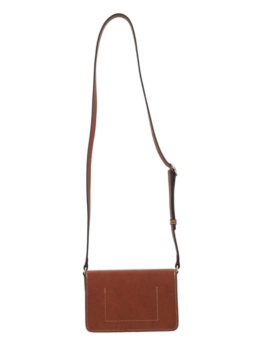 Longchamp Compact Rectangular Leather Shoulder Bag With Adjustable Strap