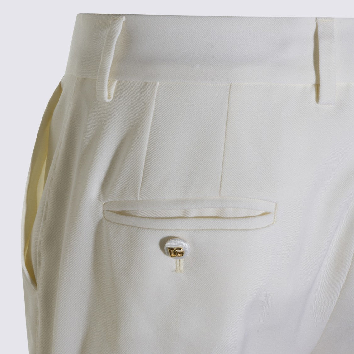 Dolce & Gabbana White Wool Straight-Leg Pants