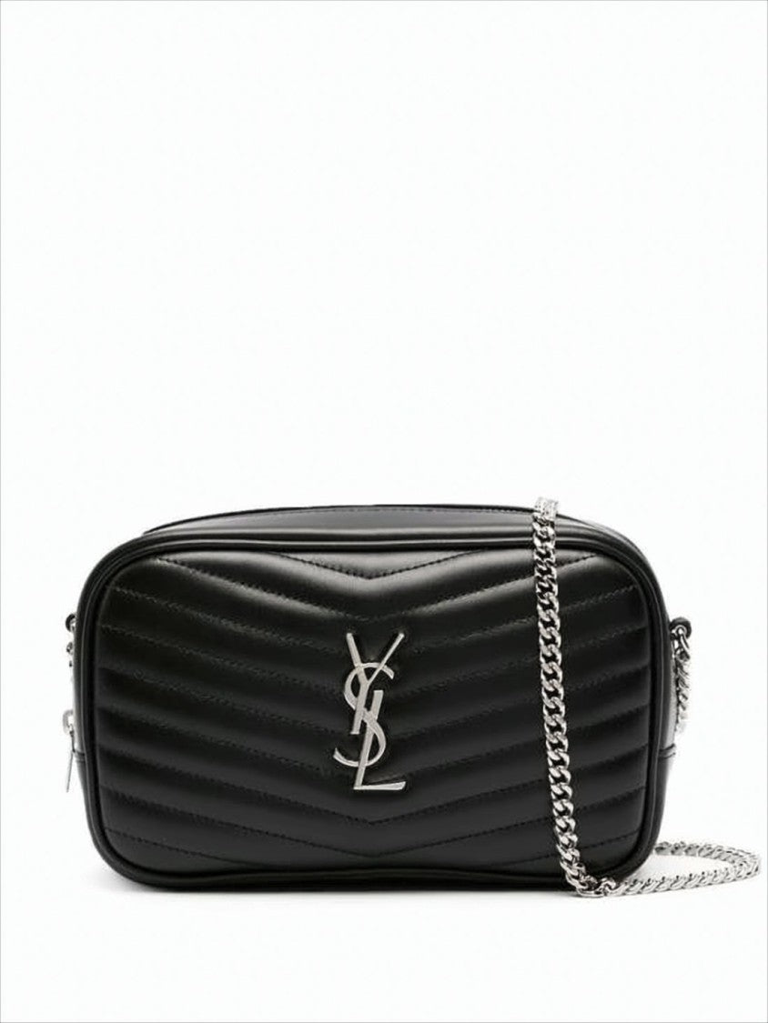 Saint Laurent Chevron Quilted Crossbody Bag With Silver-Tone Ysl Logo