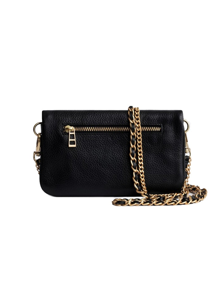 Zadig & Voltaire Textured Black Leather Shoulder Bag