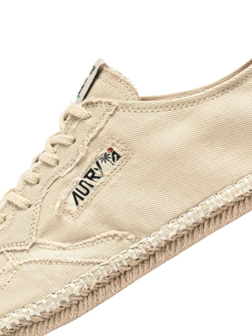 Autry Beige Canvas Espadrilles With Jacquard Logo