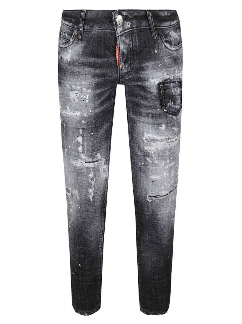 Dsquared2 Fitted Black Denim Jeans