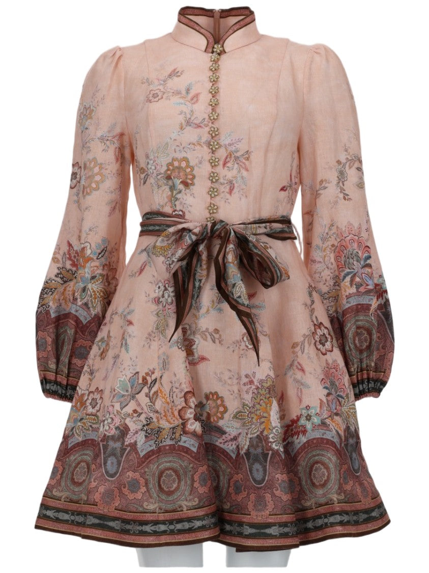 Zimmermann Neutrals Alchemy Floral Paisley Linen Dress