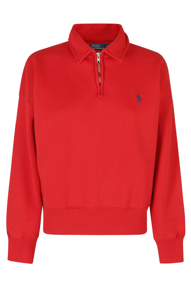 Polo Ralph Lauren Red Half-Zip Cotton-Blend Sweatshirt