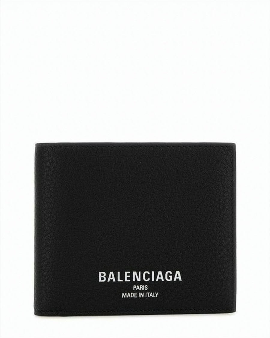 Balenciaga Calf Leather Bifold Wallet With Textured Surface
