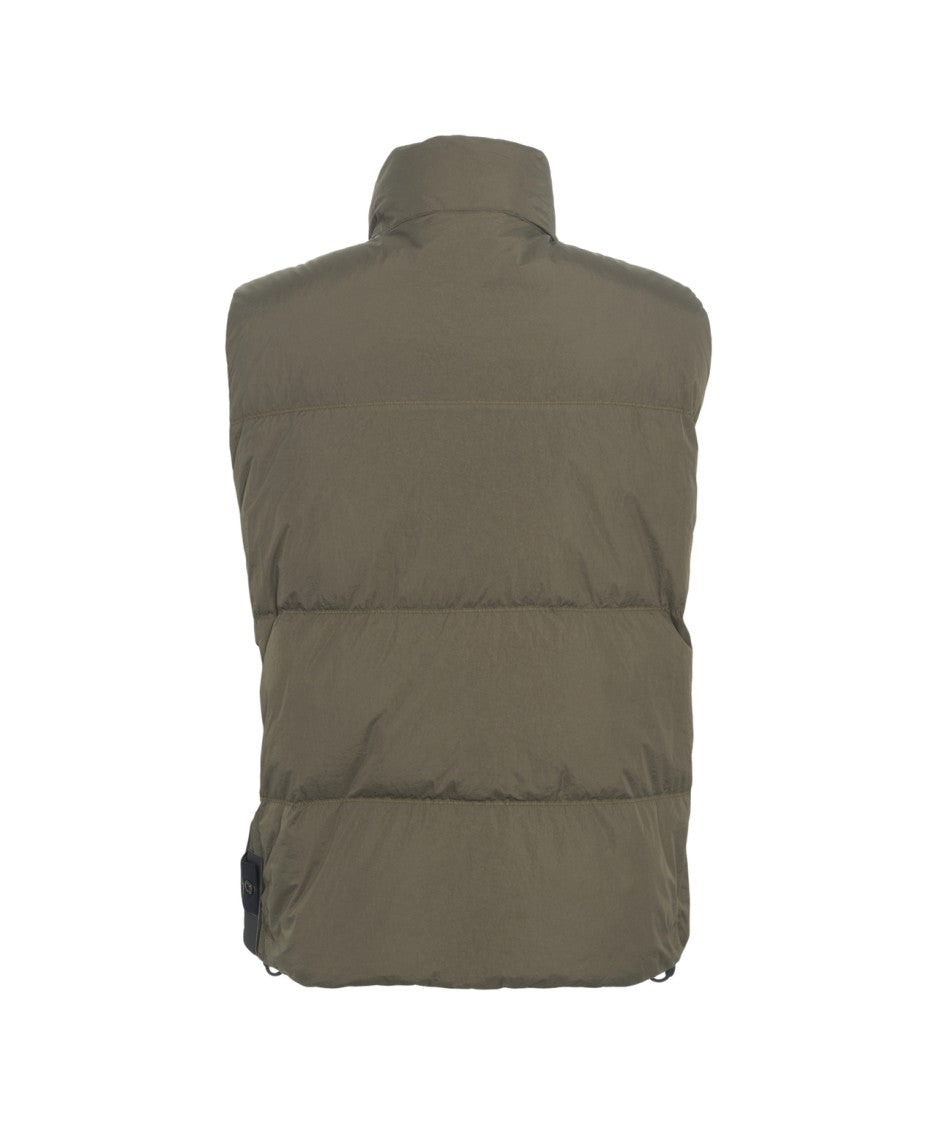 Stone Island Quilted Puffer Vest With High Collar