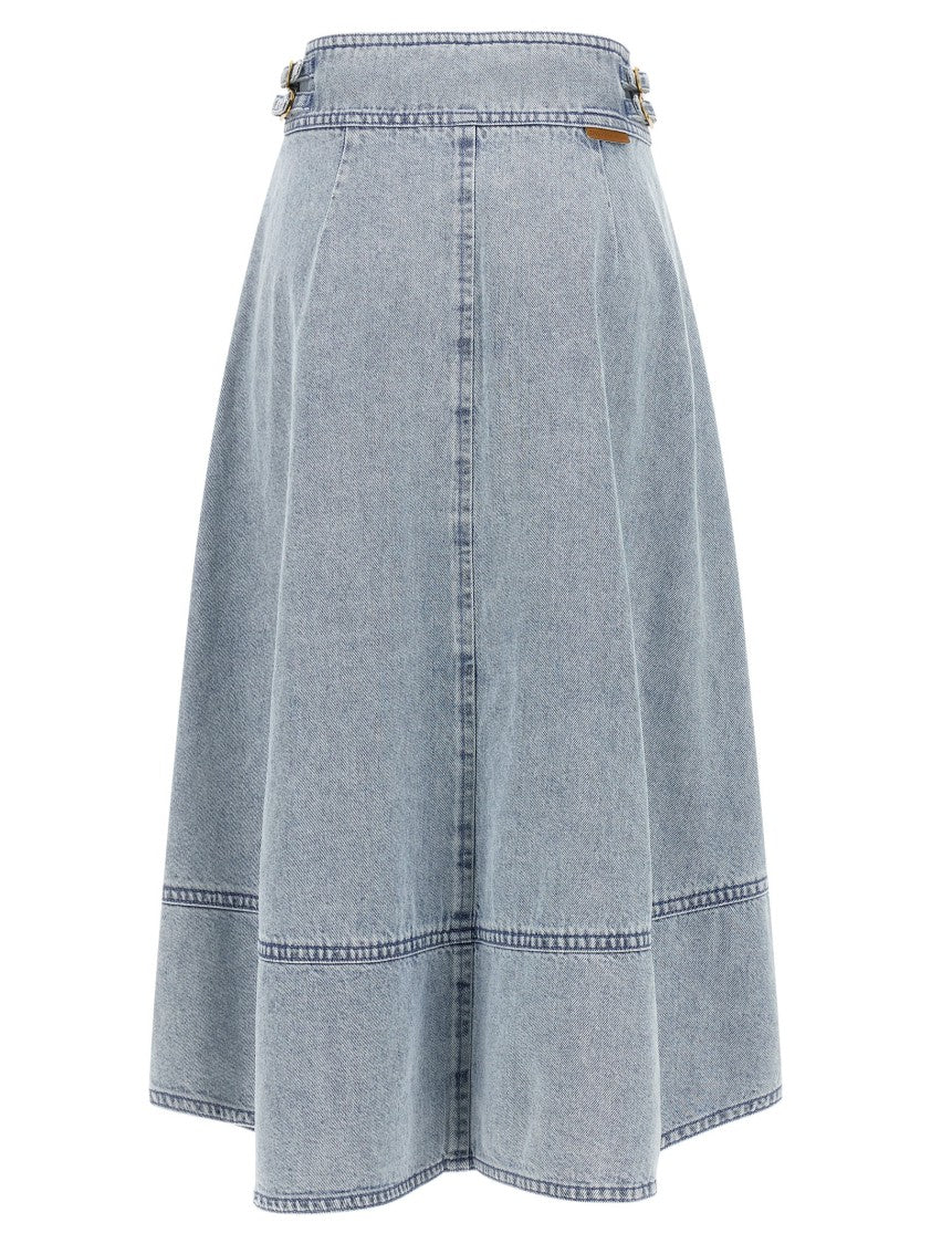 Zimmermann High-Waisted Midi Denim Skirt With A-Line Silhouette
