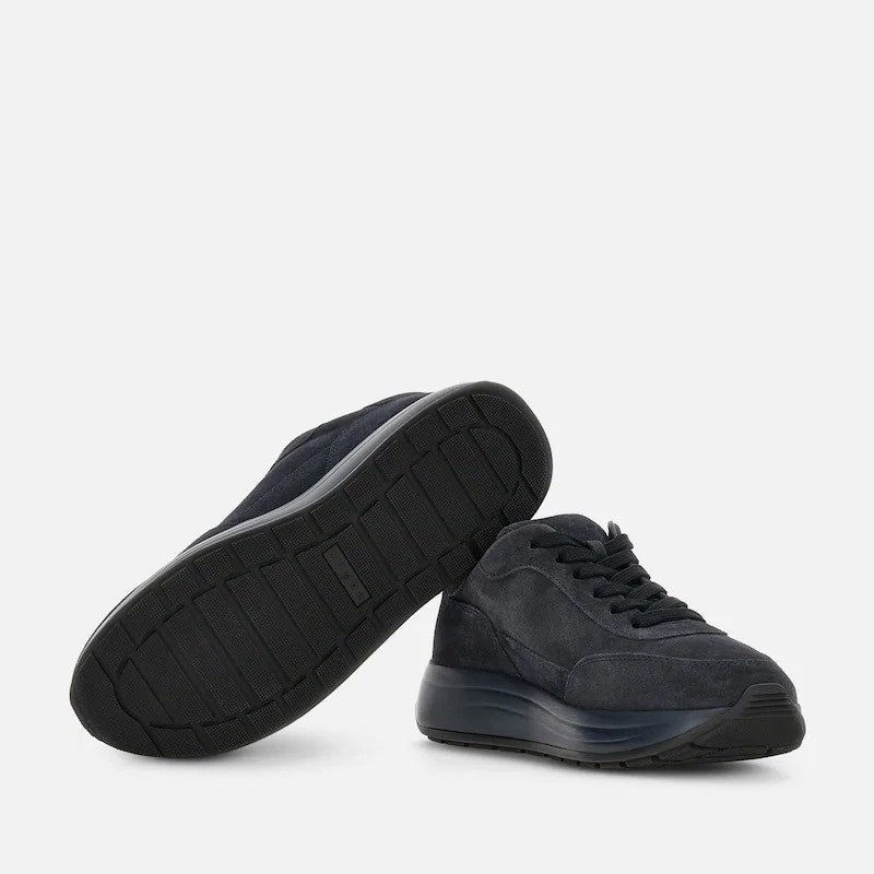 Hogan H719 Allacciato H Blue Calfskin Suede Sneakers
